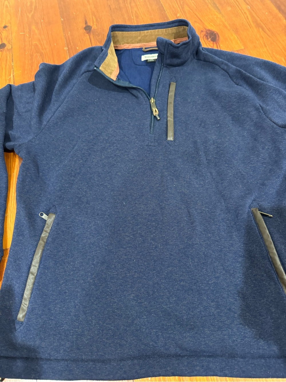 Tom Beckbe Men's navy warren Quarter-Zip fleece Pullover - Picture 4 of 5